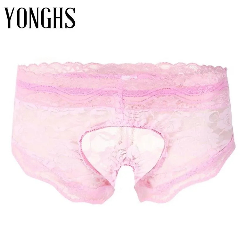 Calcinha feminina crotchless sissy para sexo lingerie erótica homens ver através de roupa interior gay masculino tanga padrão floral t-back brie224n