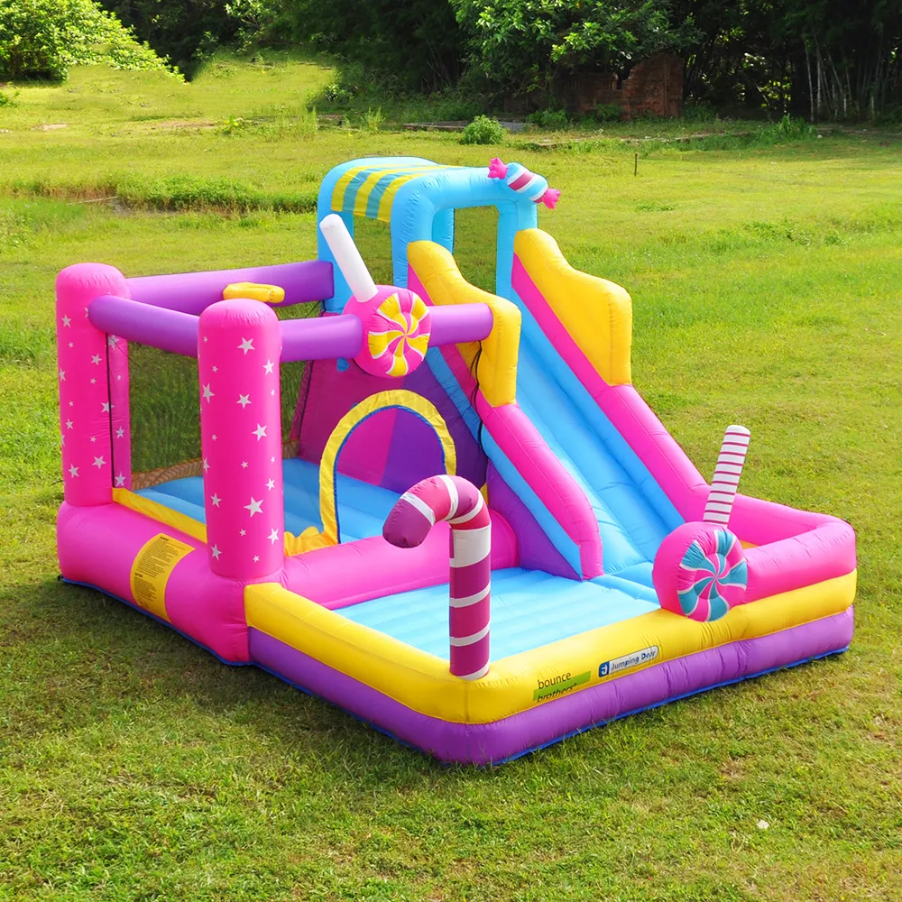 Dzieci nadmuchite Bounce House 3-w-1 Zamek skakający z slajdem Wspinaczką Trampolinę Zamek dla dzieci dla dzieci Dmuchany domek na imprezę na zewnątrz na zewnątrz