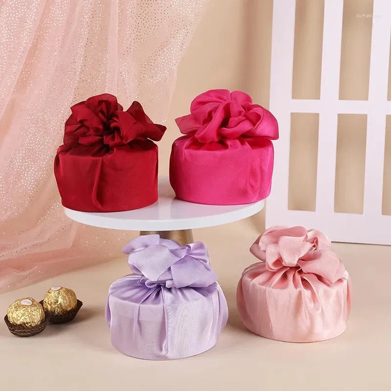 Present Wrap Wedding Bridal Goodies Candy Box Bridesmaid Retur Silk Satin Party Gynnar Birthday Decor Supplies