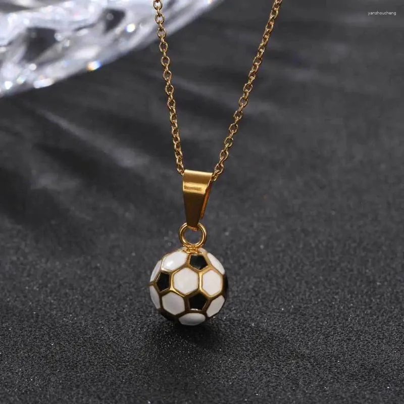 Pendant Necklaces Fashion Stainless Steel Football Necklace Women's Sweet And Romantic Sports Master Sweater Chain Birthday Party Jewelry