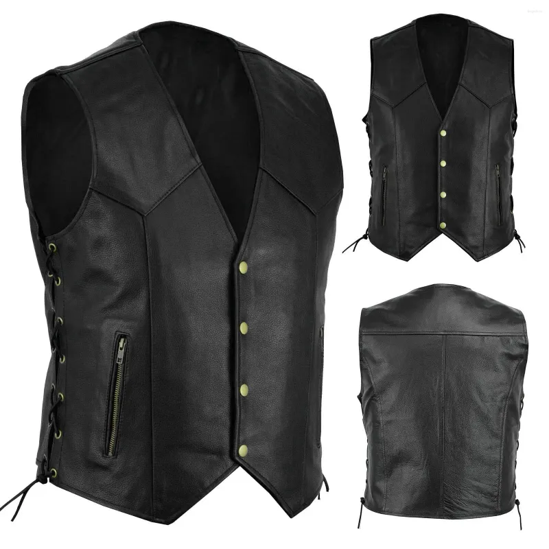 Men's Vests Men Fashion Leather Vest Motorcycle Fleet Punk Coat European And American Style Handsome Blazer Coats