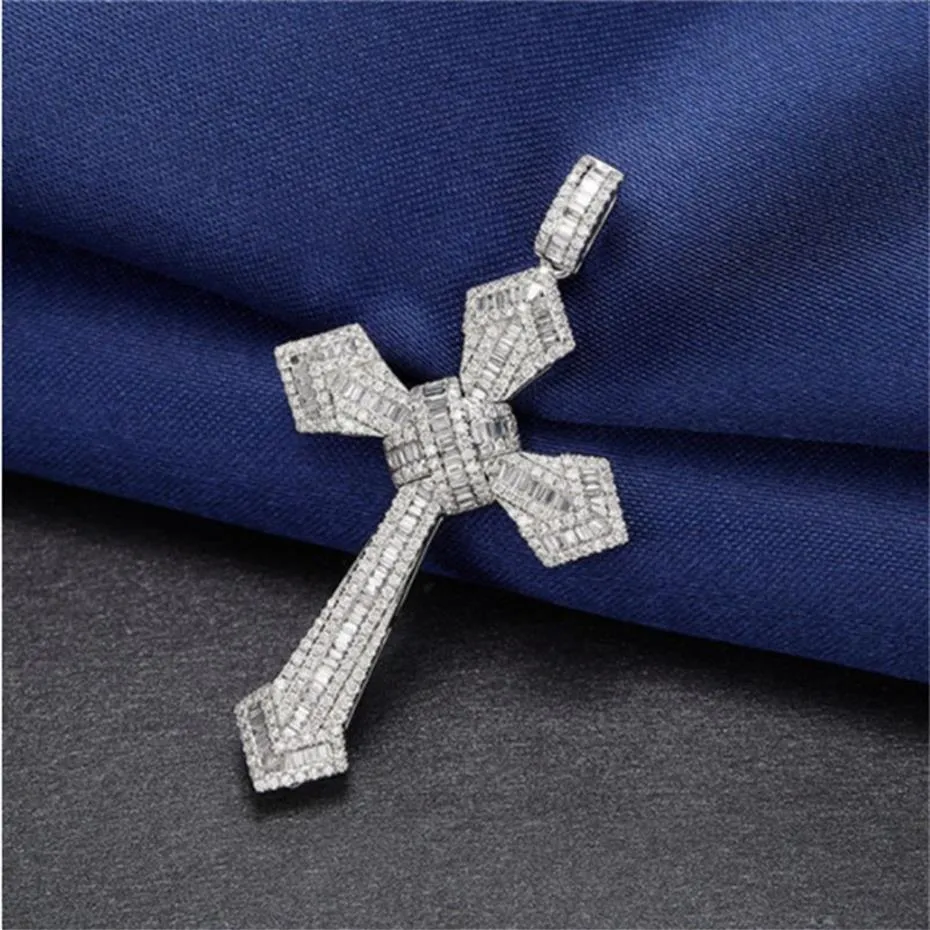 2020 Vintage diamant cz croix pendentif 100% 925 en argent Sterling fête de mariage pendentifs collier pour femmes hommes moissanite bijoux 245F