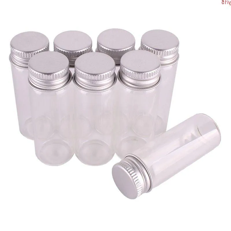 50pcs Size 22*60mm 14ml Transparent Glass Perfume Spice Bottles Tiny Jars Vials With Silver Screw Cap DIY Craftgood qty Rmjkt