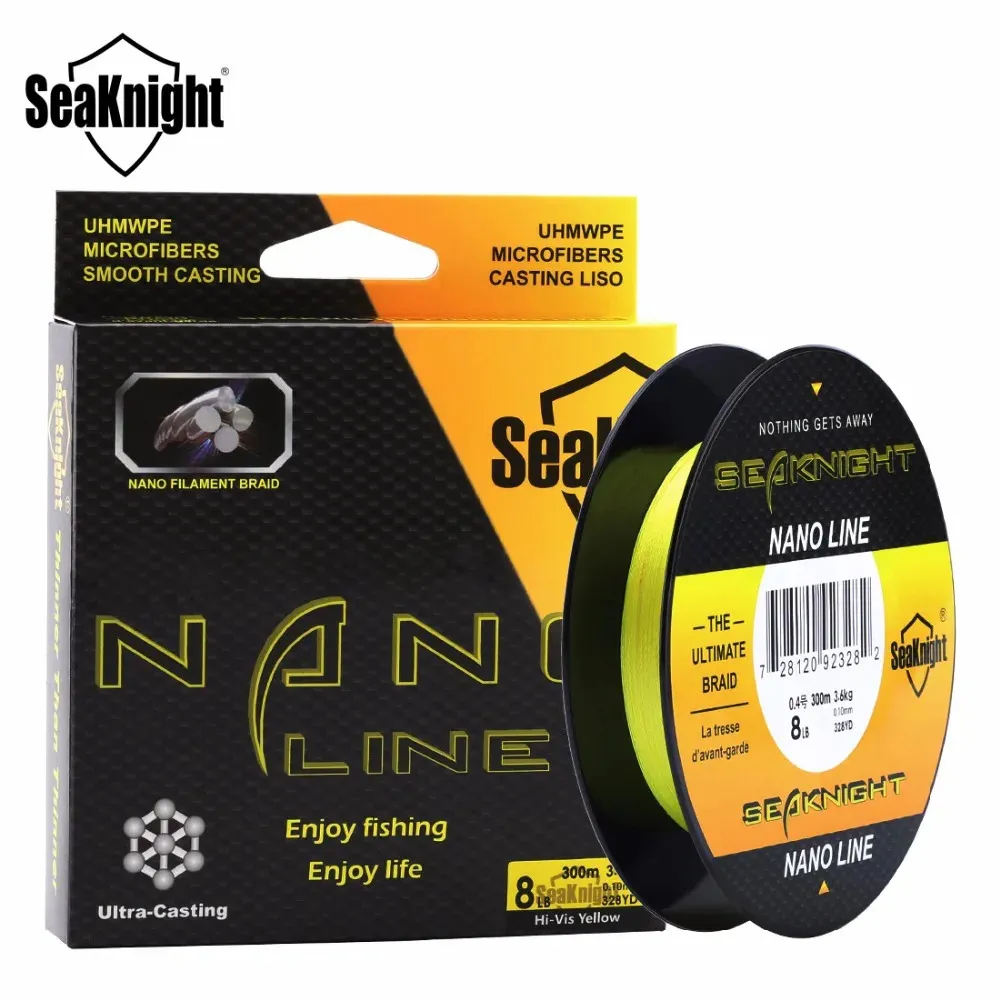 Geflechtschnur SeaKnight NANO 300 m 330 Yards PE geflochtene Angelschnur 4 Stränge Multifilament feine Angelschnüre 4–10 LB 0,07–0,12 mm Salzwasser 231017