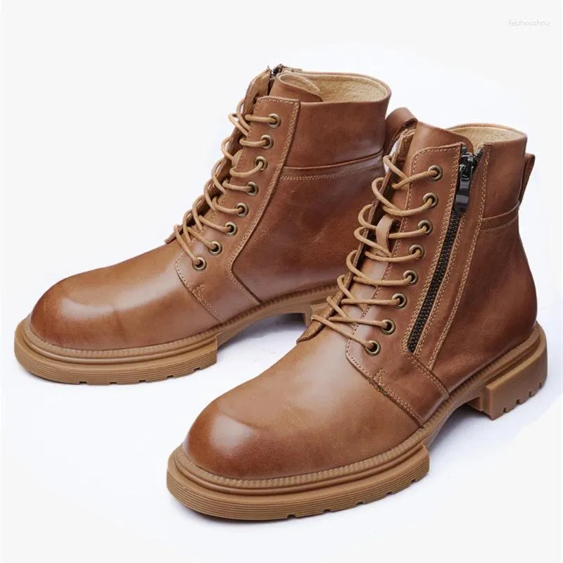 Botas 2023 Inverno Para Homens Preto Marrom Couro 12#22/10d50