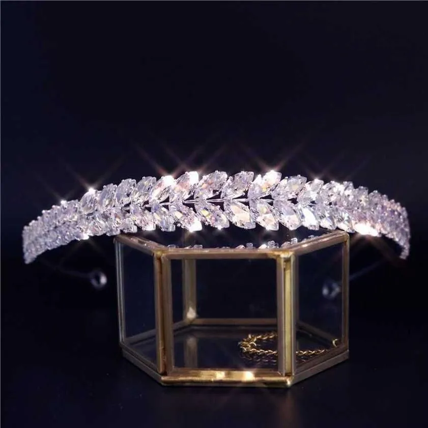 Tiaras New Luxury Baroque Rhinestone Bridal Crown Tiaras Zircon Crystal Diadem Tiaras Bride Headbands Weddy Hair Accessories GIF253W