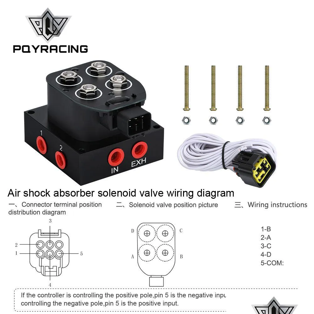 /MOTORCYCLE 12V Solenoid VAE Air Ride Suspension grenrör 0-200psi Kontrollpåse PQY-ESV01 Drop Delivery