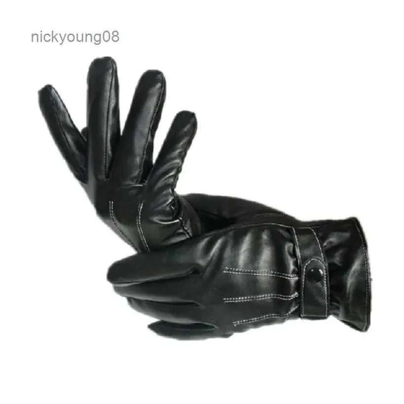 Fingerless Gloves Men's Warm Gloves Winter Fashion Waterproof Gloves Men Touch Screen Gloves Faux Leather Driving Gloves Thin Leather GlovesL231017