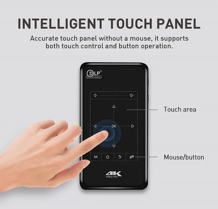 Fliyin P09 2023 Yeni Ultra HD 4K Pocket Taşınabilir Mobil Akıllı DLP LED Mini Projektör Ev Sineması Android Tam HD Videolar Projektör