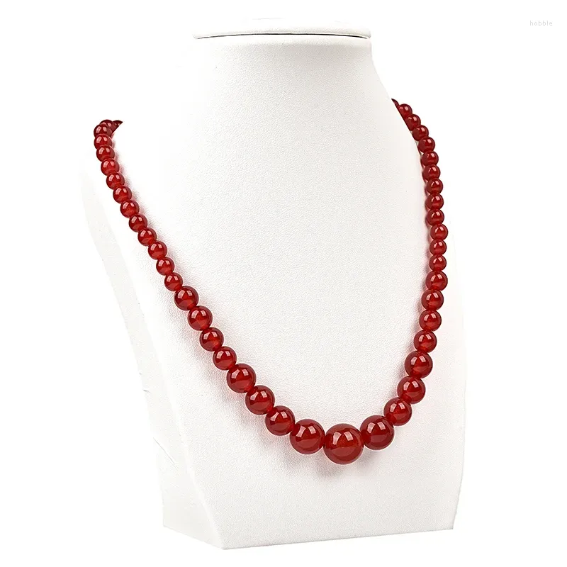 Chains Holiday Gifts Natural Red Green Chalcedony Necklace Round Beads Tower Gift For Fashion Women Jades Stone Jewelry