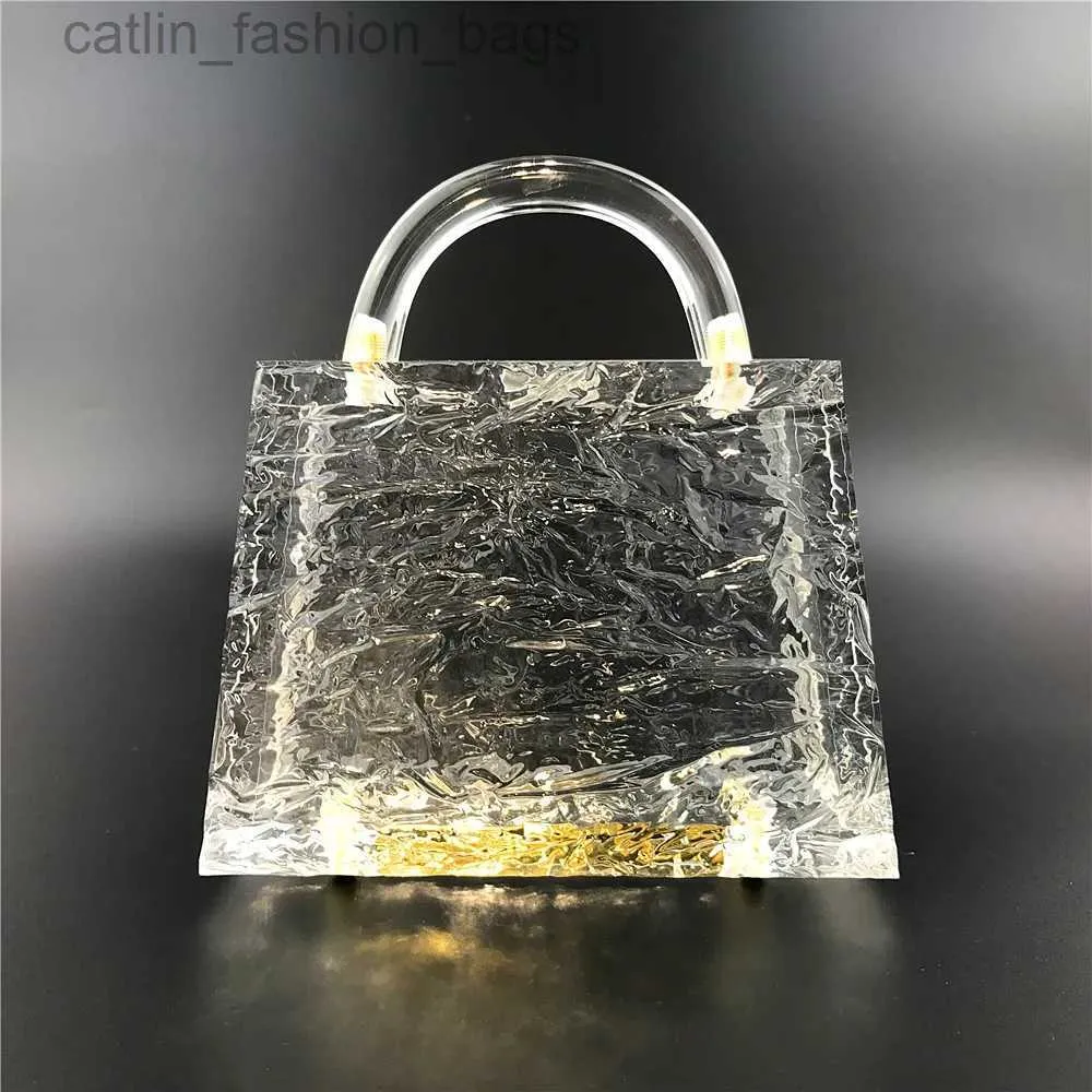 Totes claro crack senhoras mão segurando saco de cristal festa casamento transparente bolsa luxo designercatlin_fashion_bags