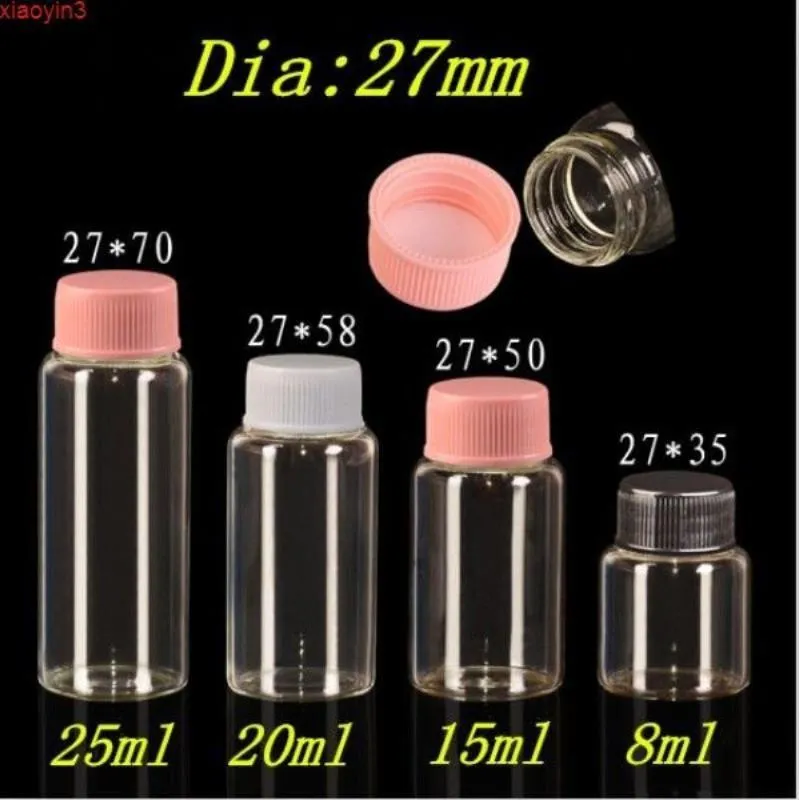 27*35*14mm 8ml garrafas de vidro com tampa de plástico frascos de presente vazios transparentes tampa preta 50 unidades/lote alta qualidade Kxavw Ieqbe