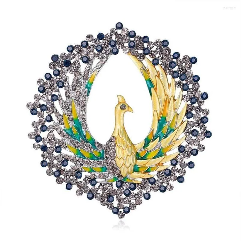 Brosches cindy xiang vintage emalj stor påfågel brosch stift för kvinnor kreativa strass söta djur fågel tillbehör smycken2599