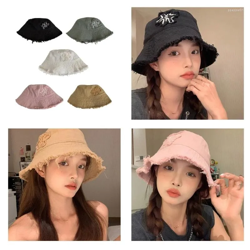 Berets Erwachsene Distressed Eimer Hut Damen Outdoor Sport Fischer Kappe Für Frauen Teenager Casual Sommer Sonnencreme Drop