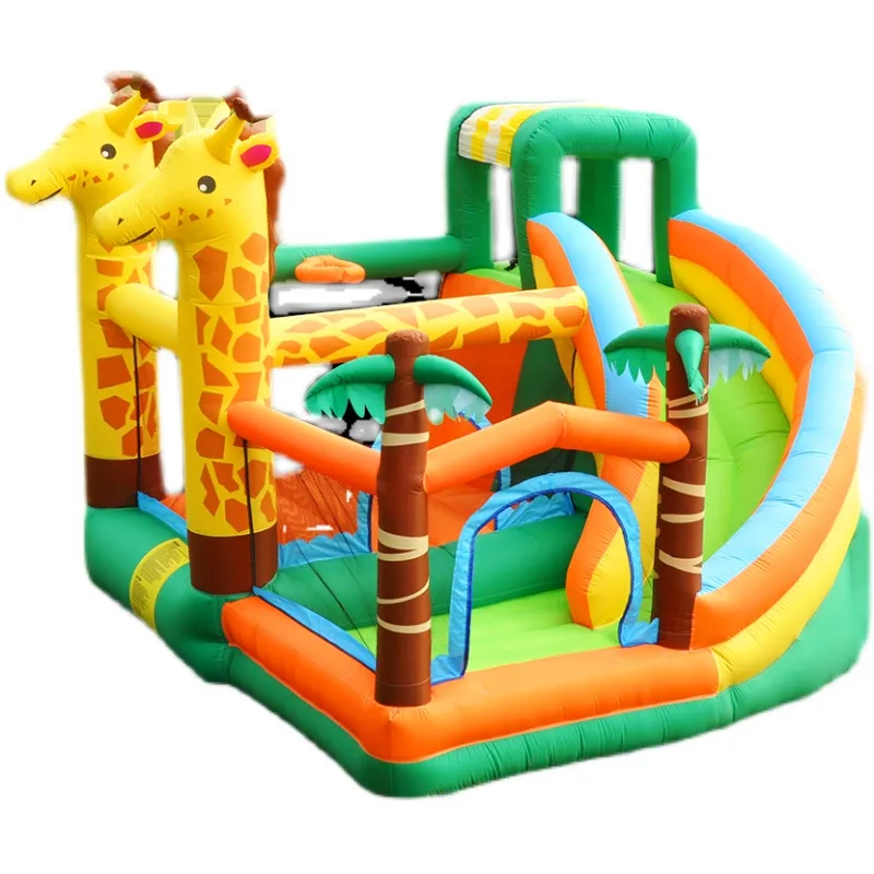 Giraffe Bouncy Castle With Slide opblaasbaar Bounce House met blower Backyard Fun Bouncer Jump voor Kids Toddlers Family Playhouse voor buiten Yard Game Play