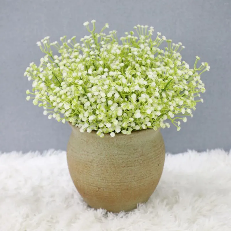 Bouquet de fleurs artificielles Gypsophila blanches décoratives, en plastique pour la maison, décoration de fête de mariage, DIY