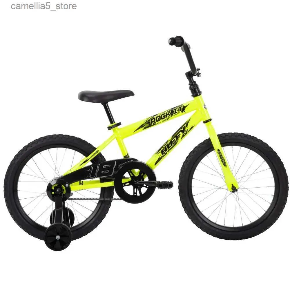 Bikes Ride-Ons GISAEV 18 In. Rock It Boy Kids Bike Neon Powder Yellow Wide Training Wheels for Sturdy Sidewalk Use. Q231018