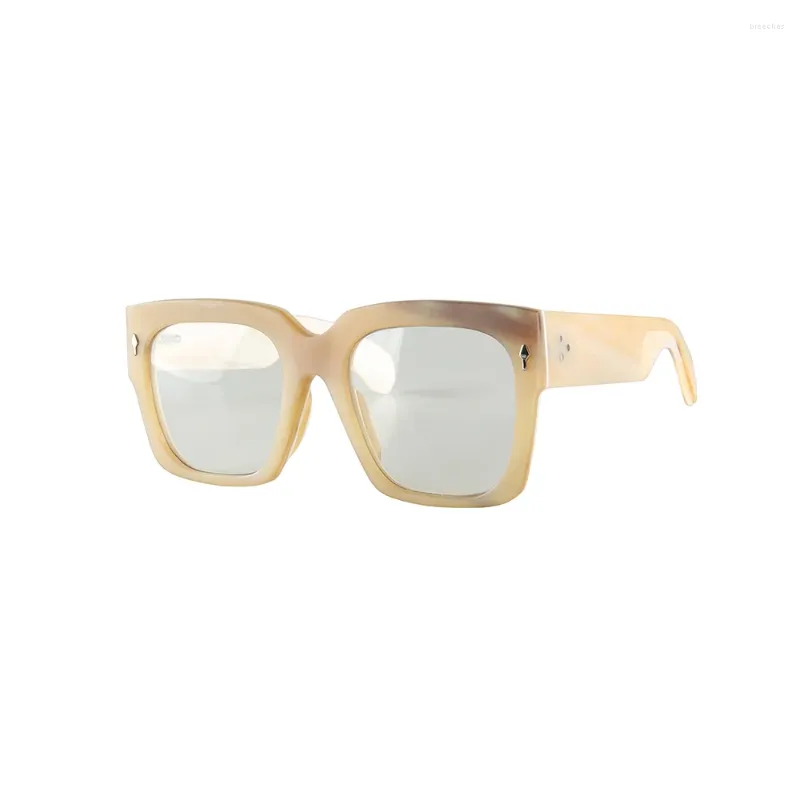 Lunettes de soleil Nilerun Flèche Métal Décoré Grand Grand Papillon Carré Unique Fait À La Main Véritable Corne Naturelle Lunettes Lunettes Lunettes Cadre