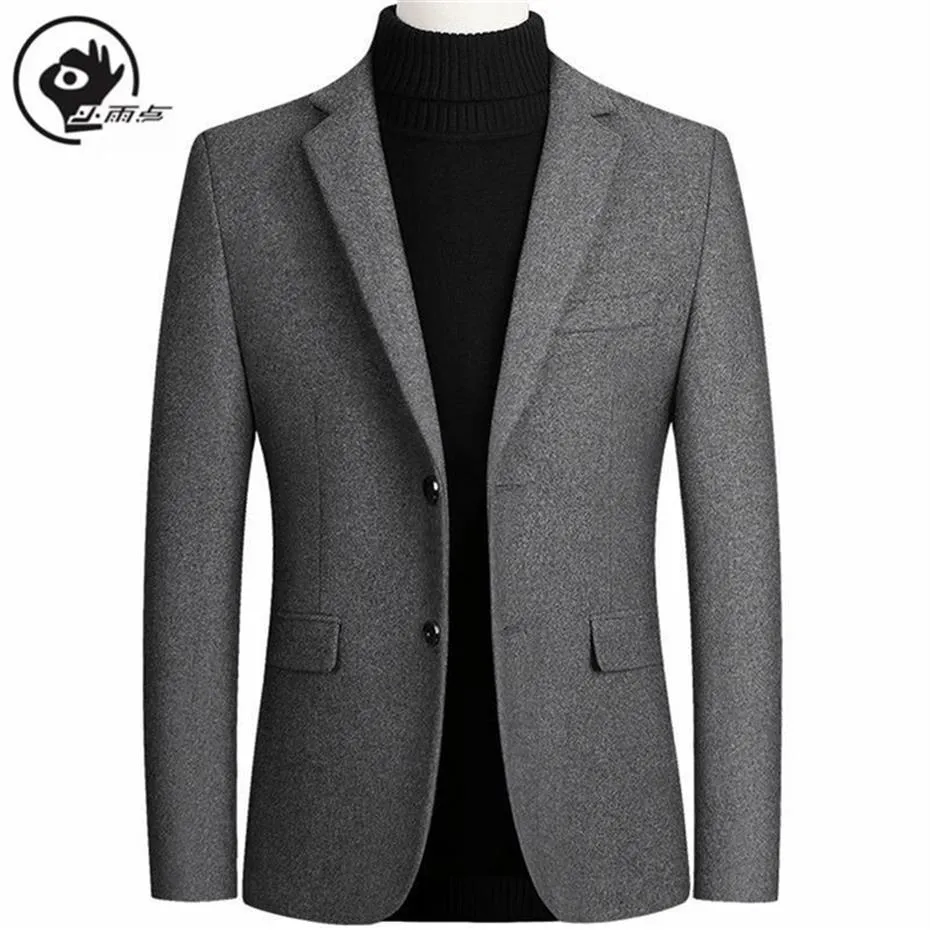 XiaoYudian-Chaqueta lisa con estilo británico para hombre, traje, chaqueta informal de negocios, abrigo de lana Regular, marca 201128290r