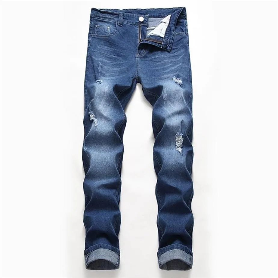 Mannen Jeans Modemerk Gescheurde Mannen Patchwork Hollow Out Gedrukt Bedelaar Cropped Broek Man Cowboys Demin Mannelijke Drop 995228H