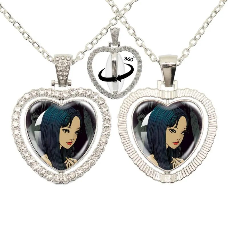 Pendant Necklaces Ito Junji Tomie Rhinestone Shaped With 360 Degree Rotation Double Sided Necklace Gifts To Friends