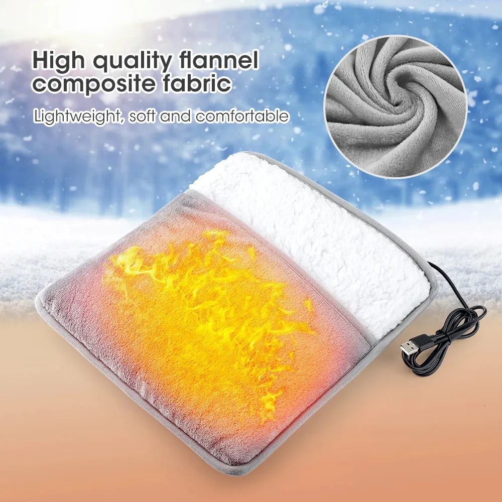 Heated Flannel Foot Warmer Pad Blanket Washable Electric Foot Heating Mat for Home Office