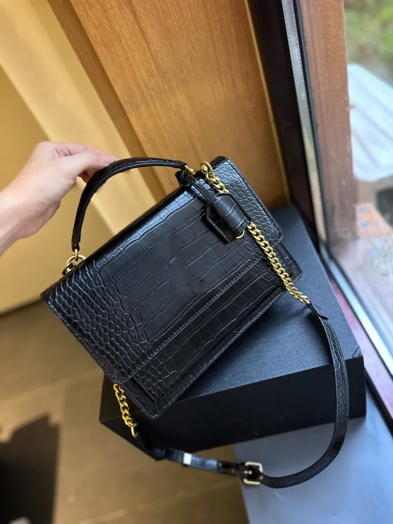 Klasik yılan cilt desen gün batımı çantaları moda alışveriş çantaları omuz çantaları tote çanta deri crossbody messenger çantaları lüks tasarımcı çantalar siyah cüzdan