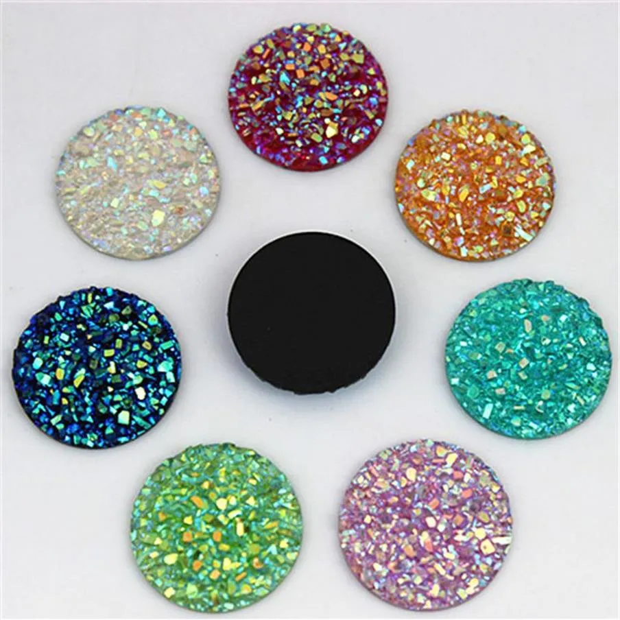 Micui 100pcs 18mm Crystal AB Flatback Round Rhinestone Cabochon Gems Flat Back Resin Rhinestone For DIY Decoration ZZ647205S