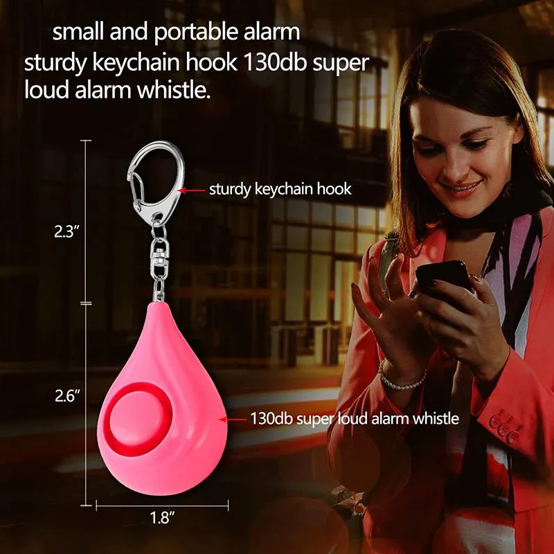 Wholesale 100x Water drop Personal Self Defense Alarm Girl Women Old man Security Protect Alert Safety Scream Loud Keychain 130db Egg