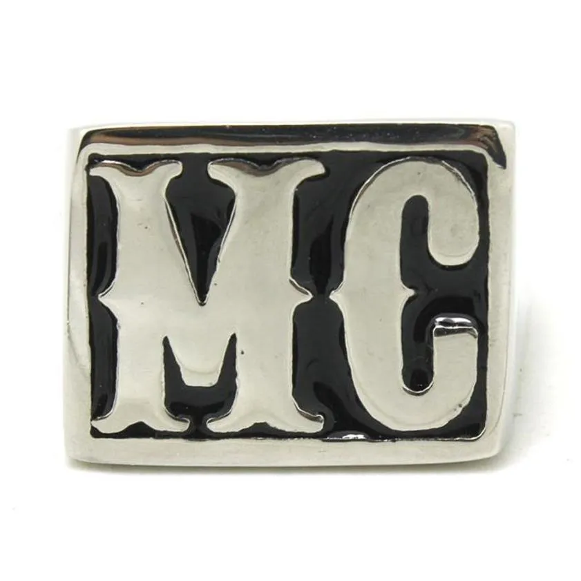 5pcs Size 7-15 New Design MC Biker Ring 316L Stainless Steel Fashion Jewelry Cool Motorcycles Style Ring277z