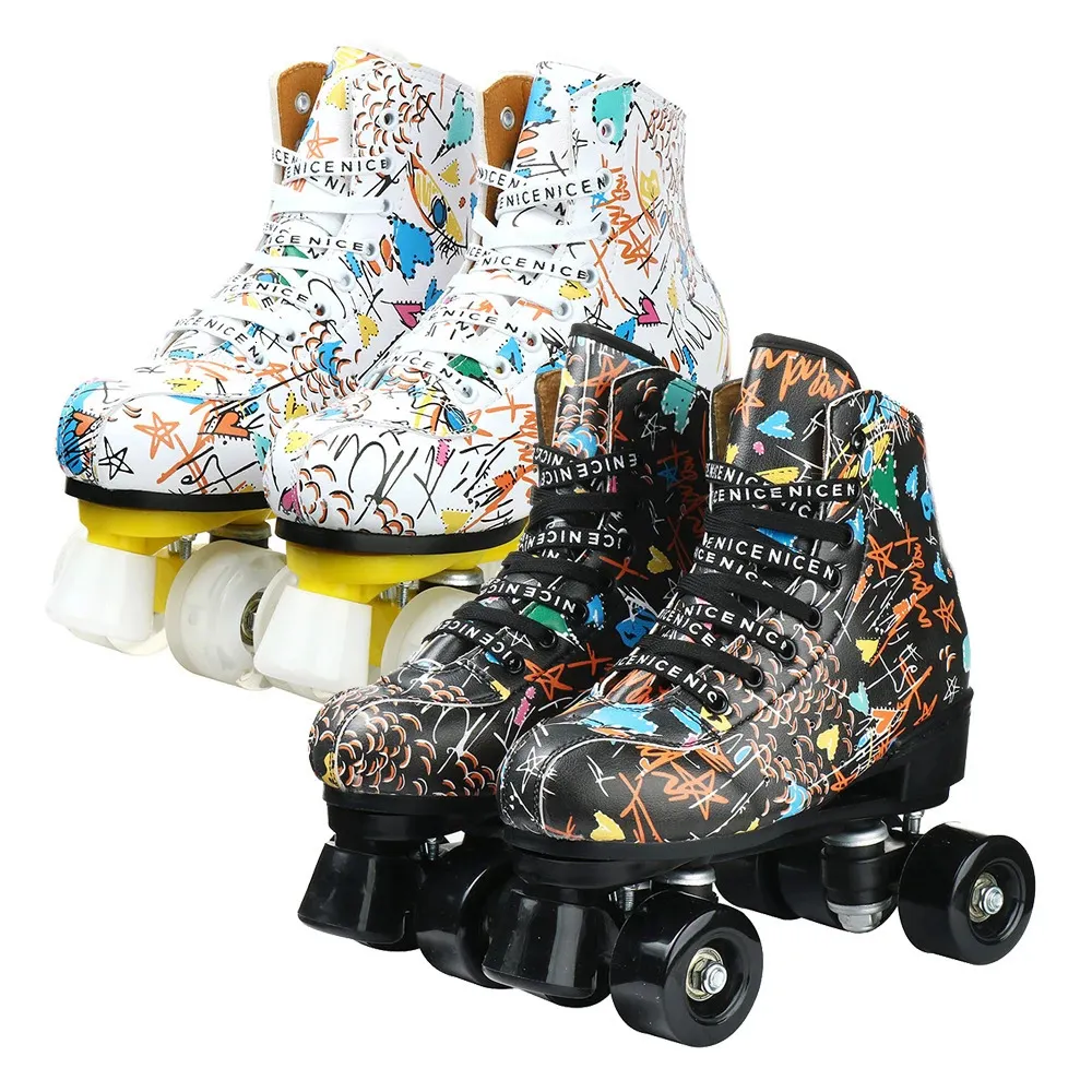 Łyżki rolki migające buty dla dzieci dla dorosłych podwójne rzut quad 4 koła łyżwiarki przesuwane lodowiska