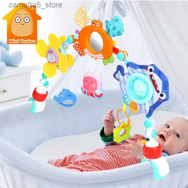 Mobiles# Baby Toy Wtrysle Arch Arch Musical Regulowany klip Crib Mobile Hanging Bell 0 12 Miesięczne zabawki edukacyjne dla noworodka Prezent Q231017