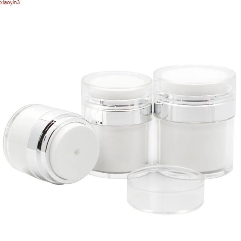 15 30 50G Pearl White Acryl Airless Jar Round Cosmetic Cream Pump Packaging Bottle LX8995High Quantity Buehe Hipph