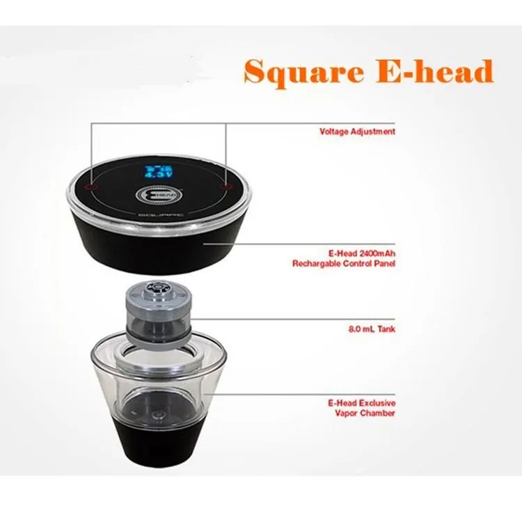 Новейший дизайн Square E Head Ehead E-Head Ehookah Eshisha Square Cartridge Многоразовый электронный кальян Высокое качество DHL Free