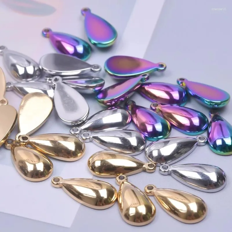 Pendant Necklaces 5Pcs/Lot Stainless Steel Mix Colors Diy Teardrop Charms For Women Cute Water Drop Bracelet Earrings Jewelry Making Bulk