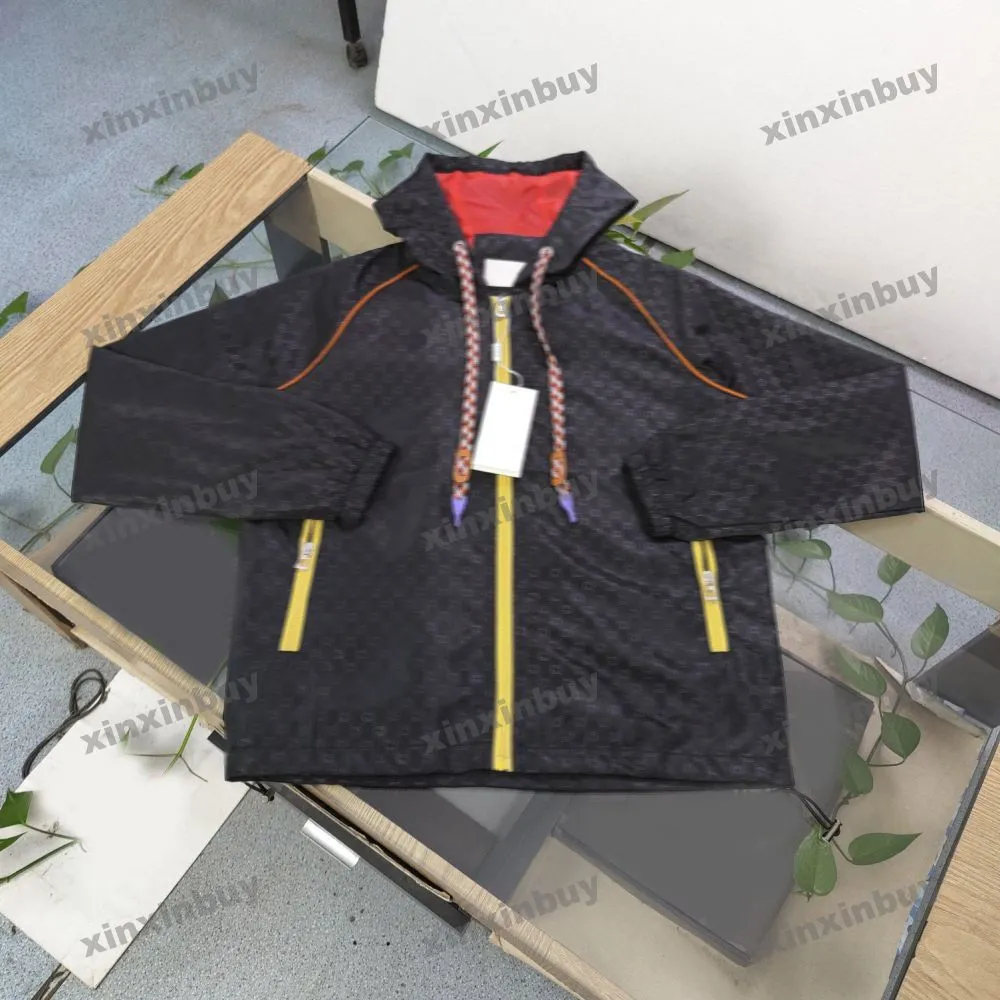 Xinxinbuy Мужское дизайнерское пальто, куртка из жаккардовой ткани с двойными буквами и длинными рукавами, женская, красная, черная, синяя, коричневая, S-3XL