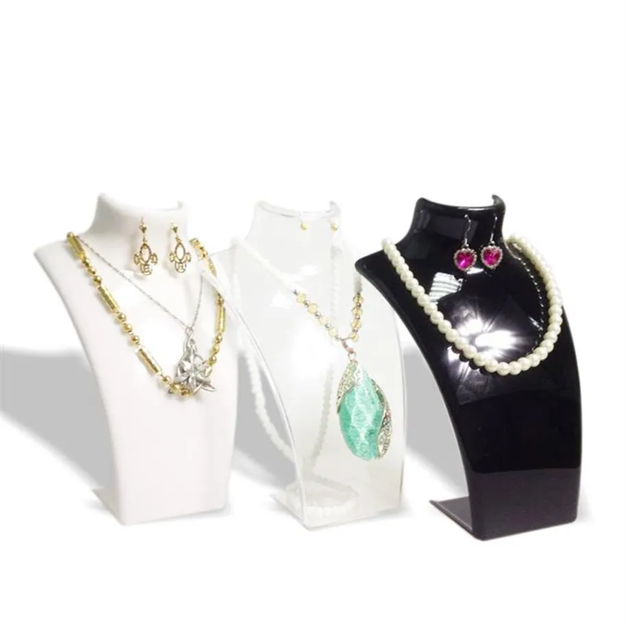 3 X Fashion Jewely Display Bust Acrylic Jewely Necklace Storage Box Earring Pendant Organizer Display Set Stand Holder Mannequin2538