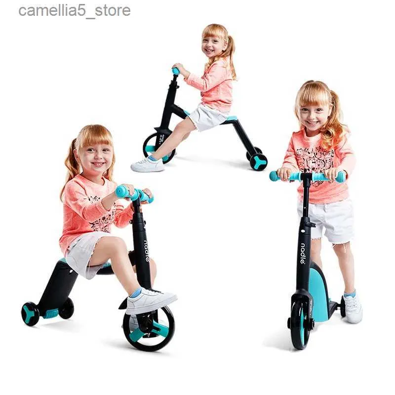 Cyklar rida-ons Nadle Children Scooter Tricycle Baby 3 i 1 Balance Bike Ride On Toys Kids Bike Q231017