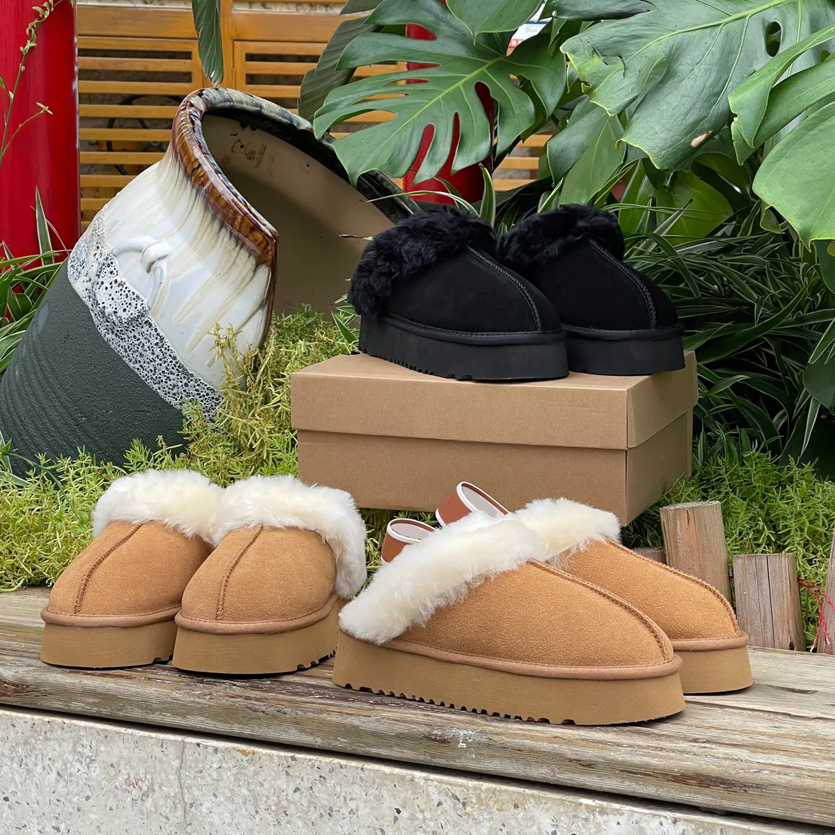 Kadın tazz terlikler Tasman kürk slaytlar klasik ultra mini platform botu hardal tohumu slip-on les petites süet yün karışımı konfor kış tasarımcı patik 3238022