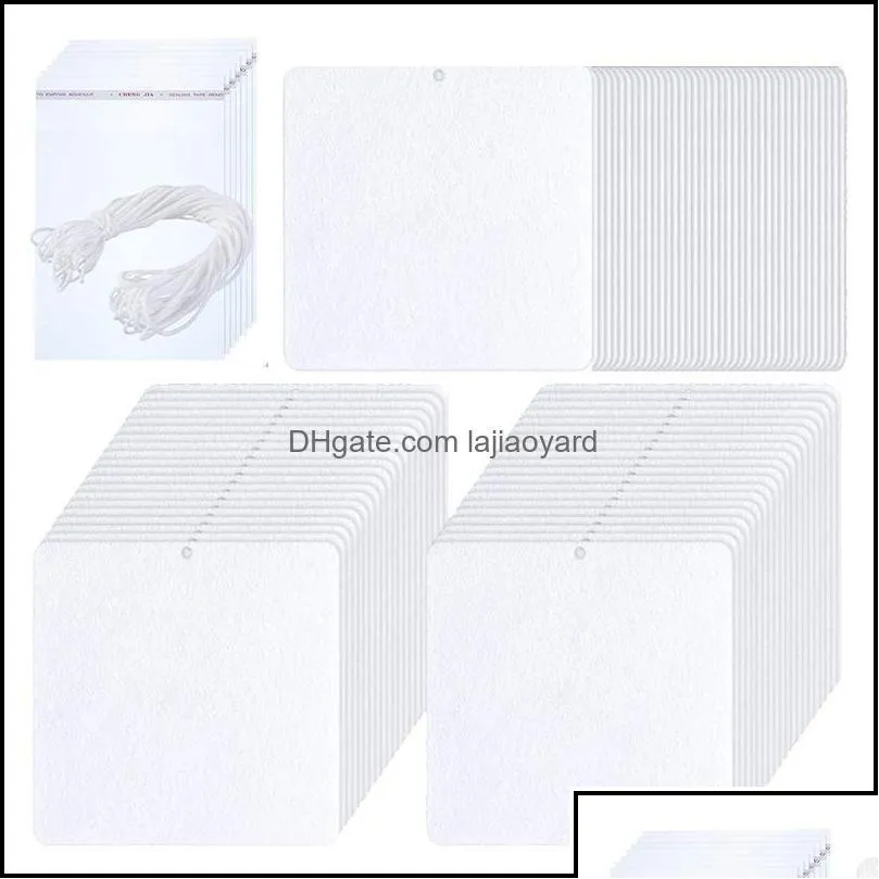 Брелки Ремешки Брелки Модные аксессуары 100 шт. Заготовки для сублимационного освежителя воздуха Ароматические листы своими руками Пустые автомобильные прессованные Fe Dhqbd