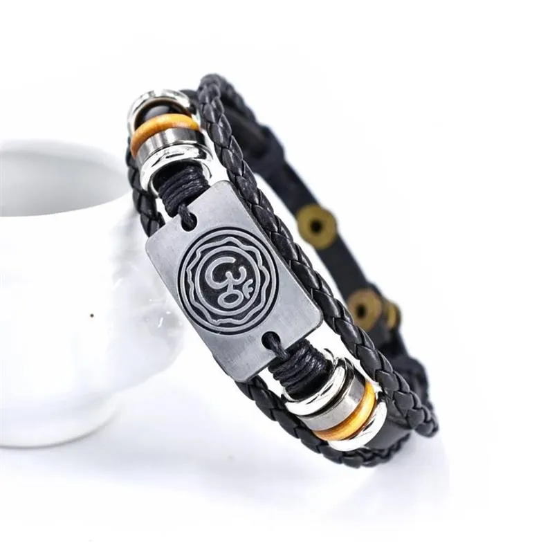 Bracelet hindou multicouche en cuir perlé pour femmes et hommes, bijoux religieux, cadeau pour lui, TG-01, breloques, 247P