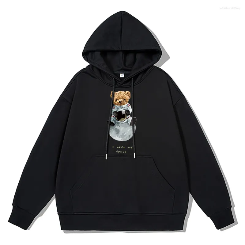 Hoodies masculinos urso de pelúcia personalidade streetwear hoodie masculino inverno engrossar roupas de algodão solto camisolas de grandes dimensões moda