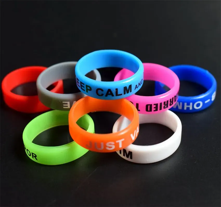 Personalized silicone bracelet, free customized silicone vape band ring, cheap rubber band 22mm beauty ring e cig