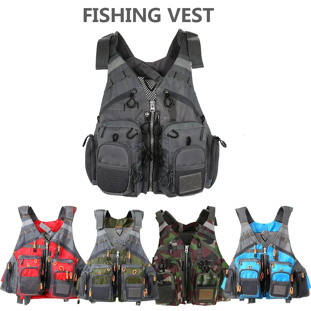 Gilets pour hommes Gilet de pêche de sport de plein air Gilet pour hommes Gilet de poisson utilitaire respiratoire sans mousse Acheter de la mousse peut être utilisé comme gilet de sauvetage 231017