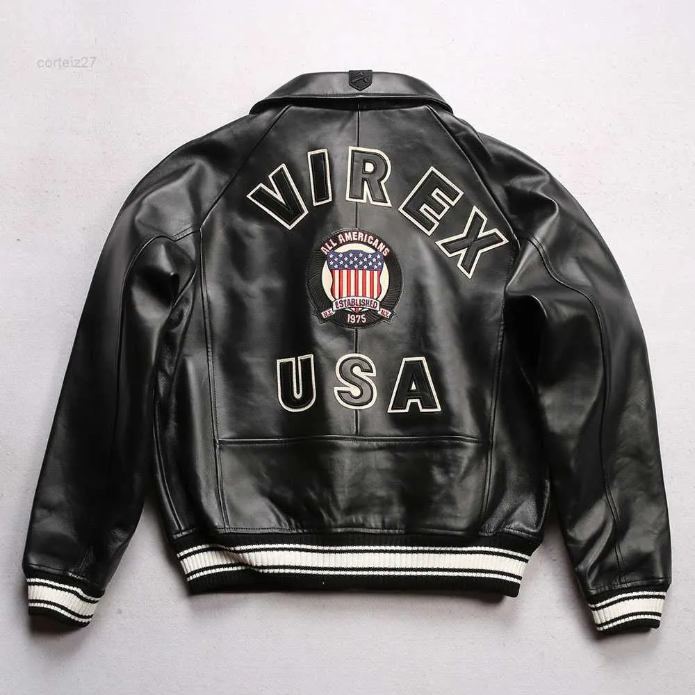 Herrjacka usa läder lapel fårskinn svart jacka avirex casual sportkläder 1975 bästsäljande designer högkvalitativ R8Y1