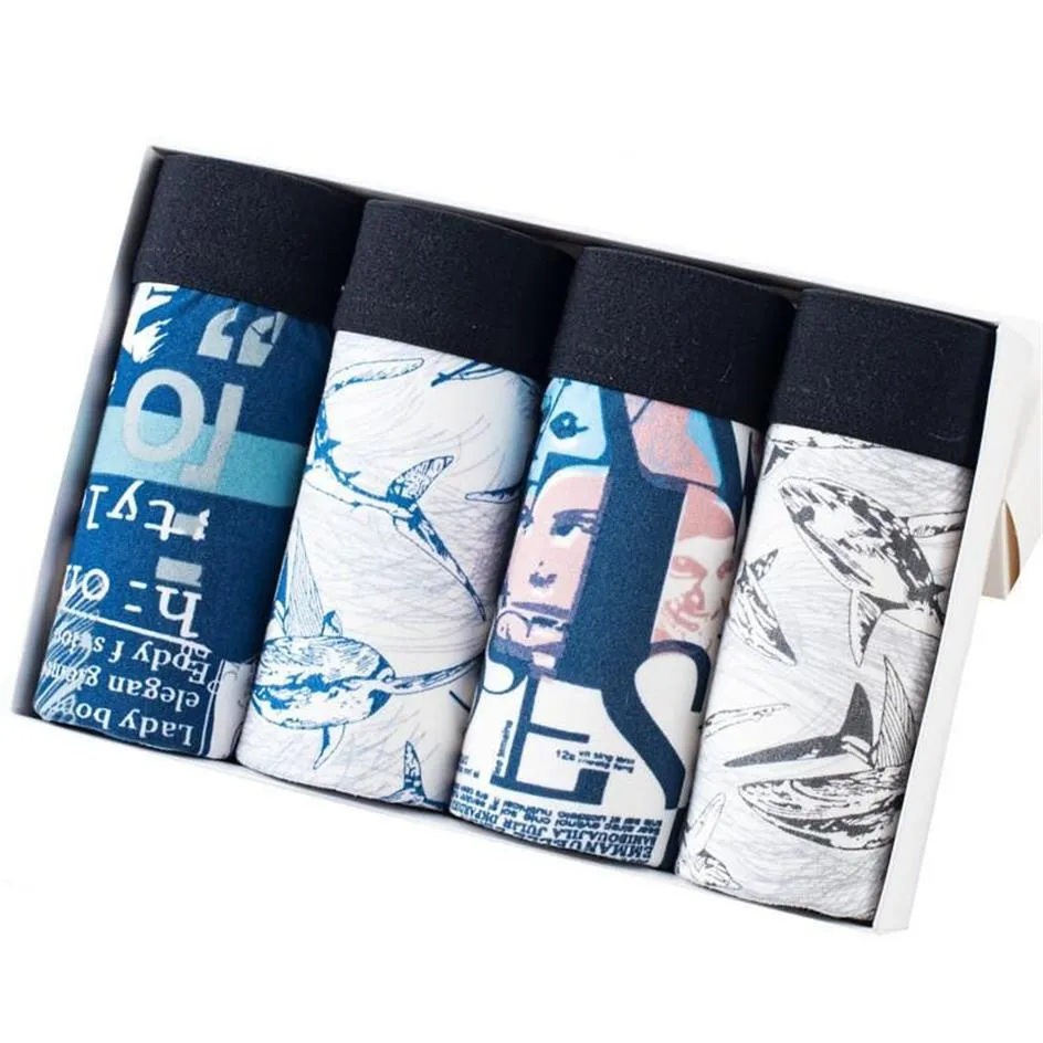 Majaki 4PCS partie twaoawt man Summer Ice Silk Men Bielidę Sexy Print Mens bokser