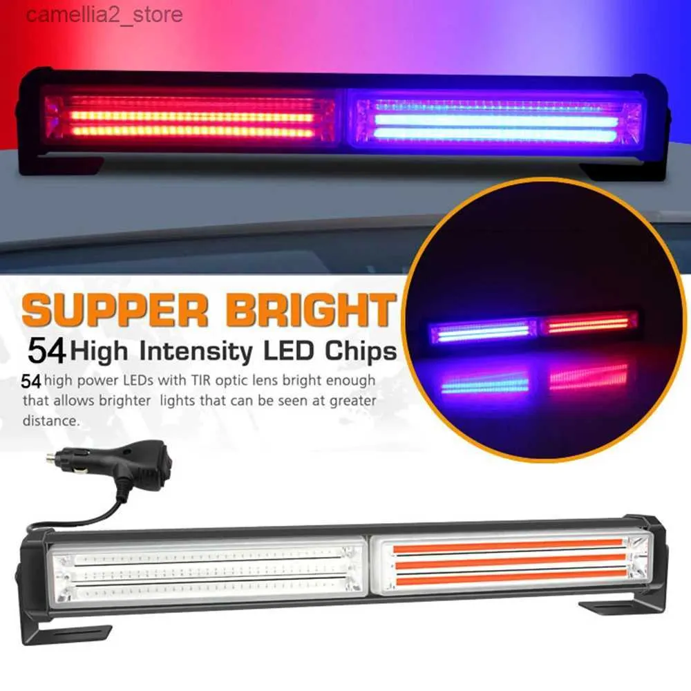 Car Tail Lights 13" Multi Mode COB LED Strobe Light Bar Police Fireman Car Truck Flashing Emergency Warning Lights Yellow Red Blue Amber 12V 24V Q231017