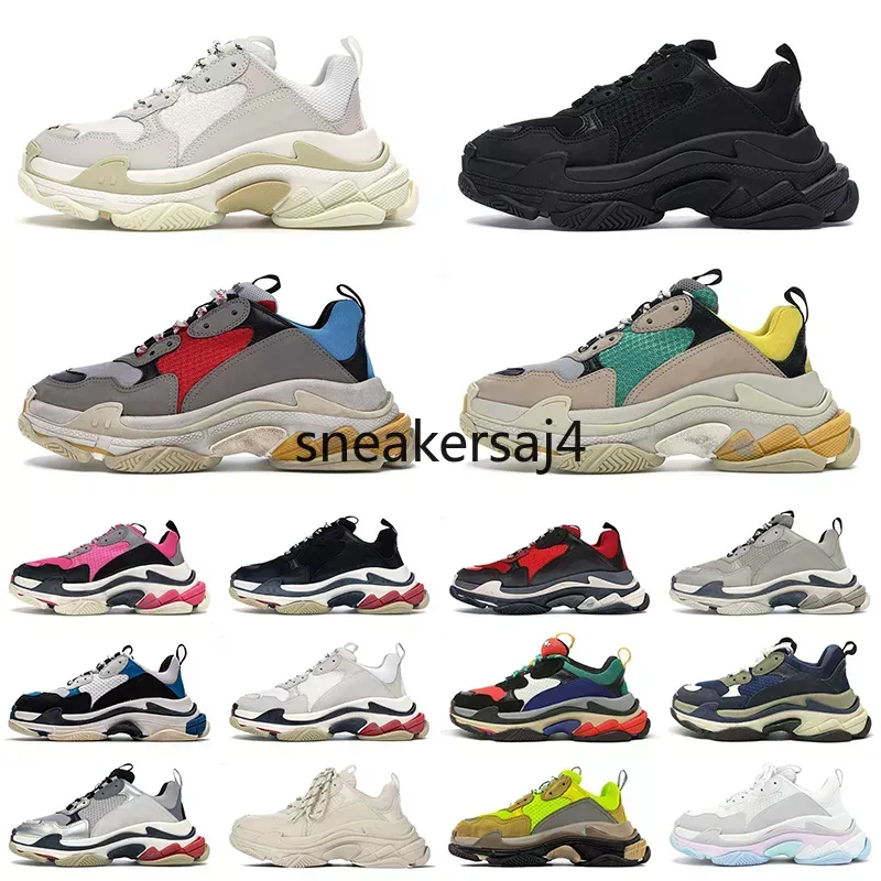 triple s sneakers for men women designer shoes 17fw paris luxury Black White Beige Teal Blue Bred Red Pink mens trainers clear sole running platform Tennis big size 45