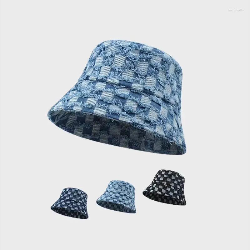 Bérets Jeans seaux chapeaux noir bleu chapeau pour hommes femmes Panama pêcheur casquettes été pêche seau soleil plat haut casquette