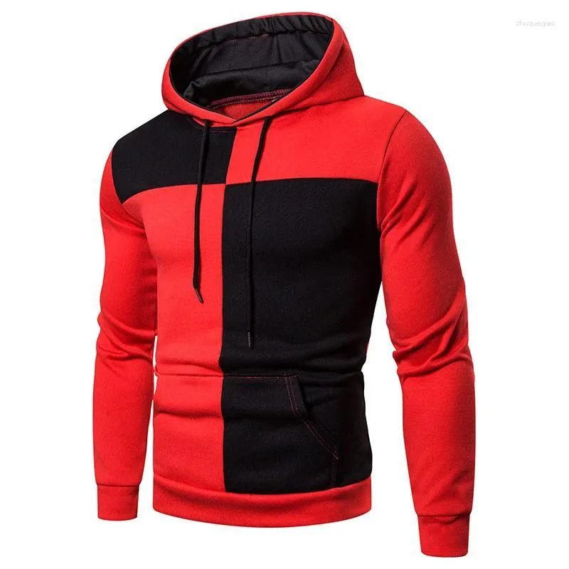 Erkek Hoodies Sonbahar ve Kış Fırçalı Polar Giyim Kontrast Eklenmiş Sıradan Sweatered Slim Fit Pullover Top Spor Kıyafet Ceket